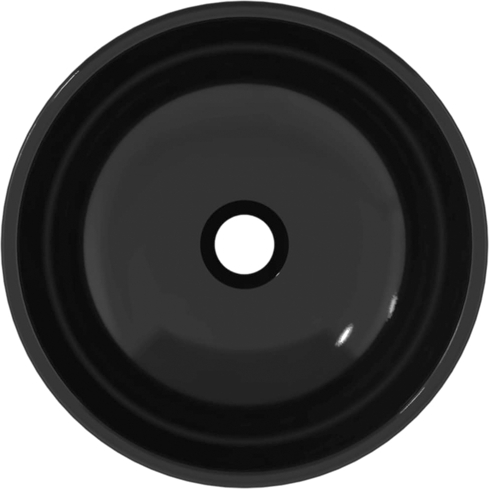 vidaXL Black Tempered Glass Round Wash Basin 120 x 350mm Image 2