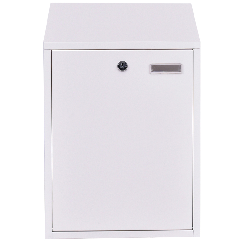 Costway White Wall Mounted Steel Lockable Letter Box Image 2