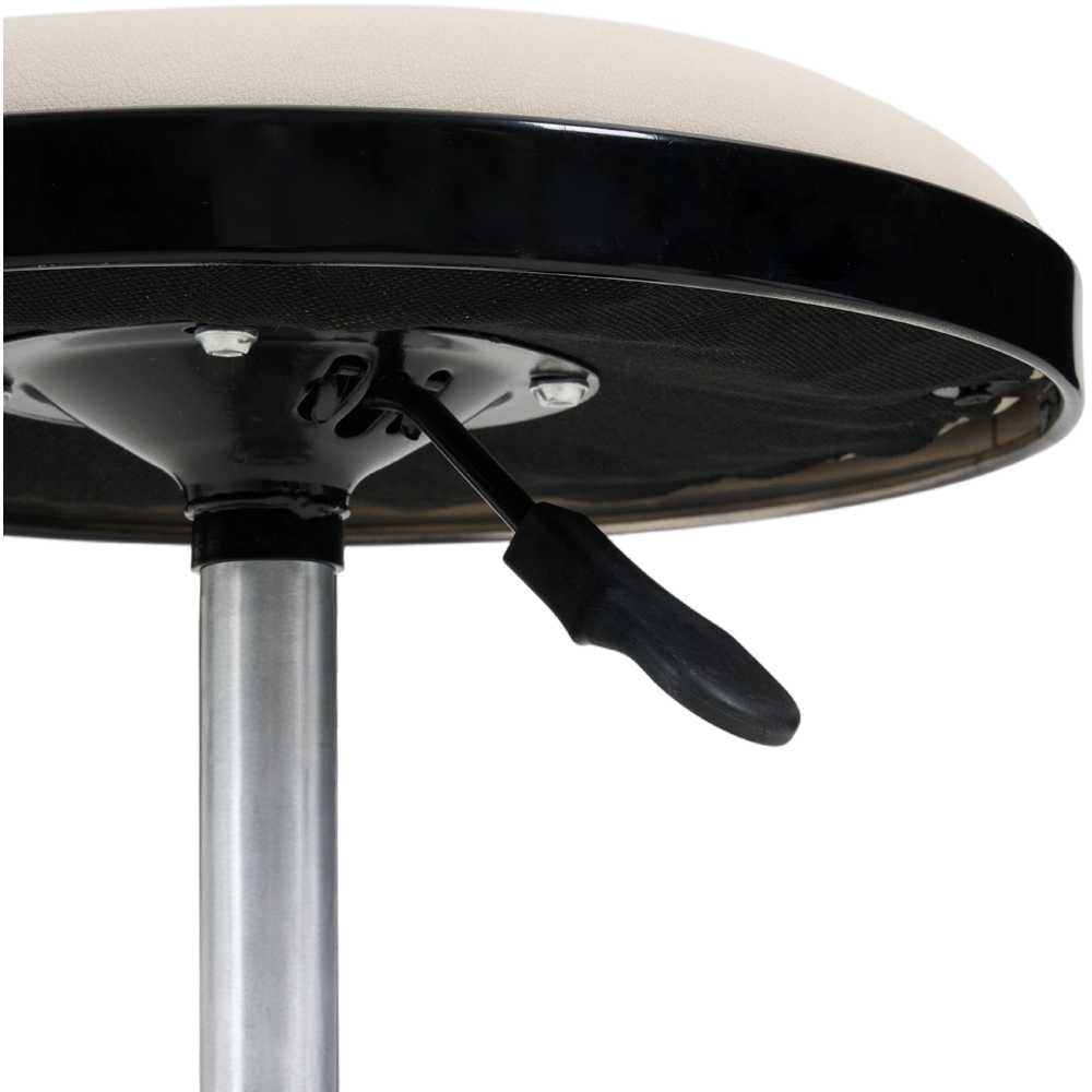 Living and Home Black and Beige PU Leather Height Adjustable Round Rolling Stool Image 3