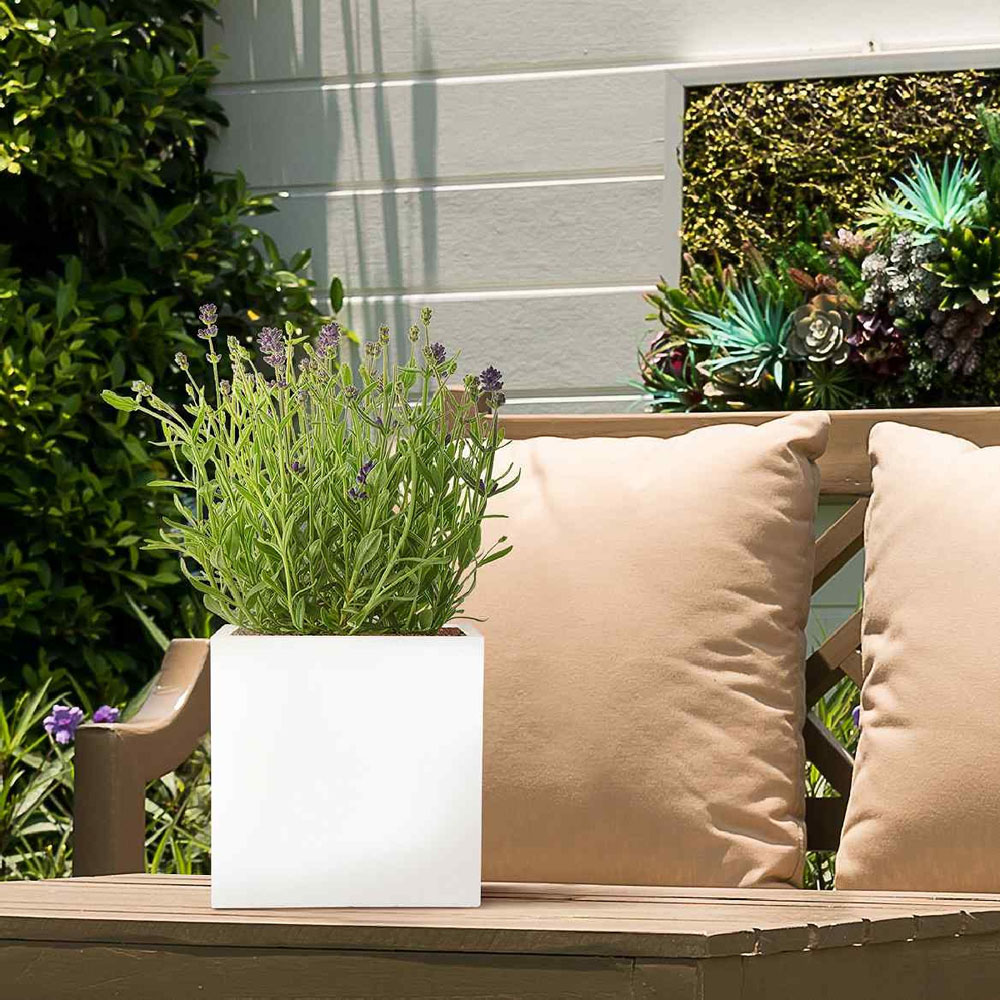 wilko Flower Box Square White Light Concrete Outdoor Planter 25cm Image 4