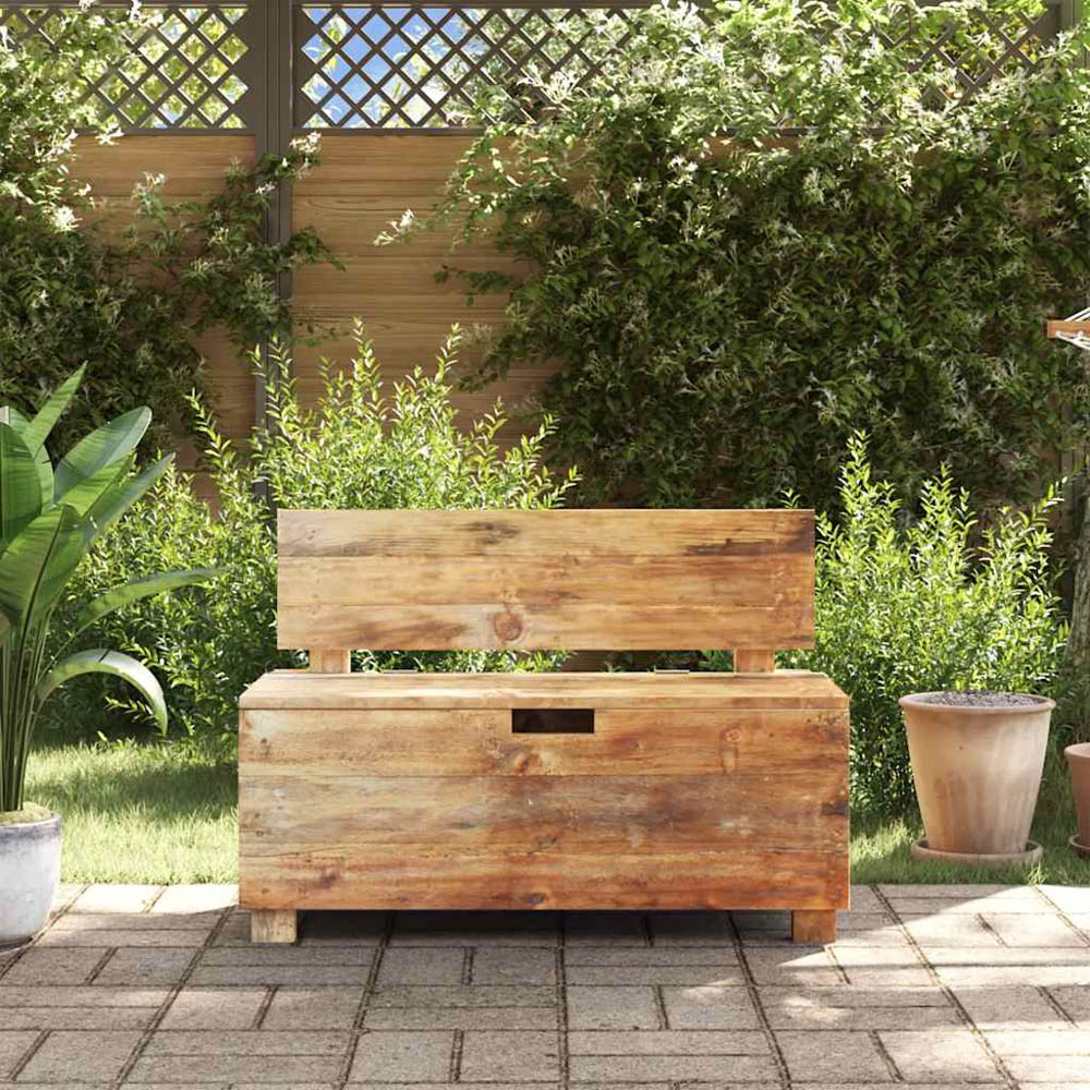 vidaXL 2 Seater Brown Reclaimed Wood Bench with Storage Image 3