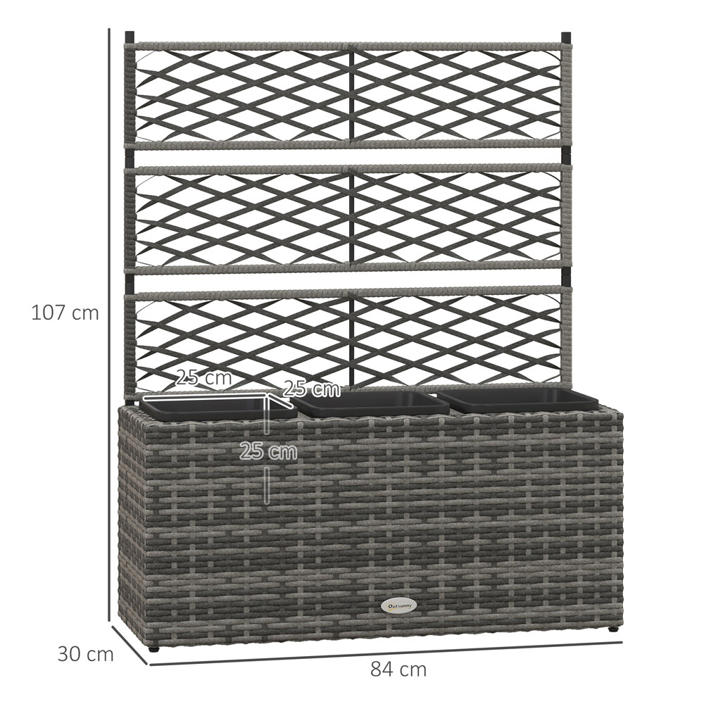 Outsunny Grey Garden PE Rattan Planter with Trellis 84 x 30 x 107cm Image 8