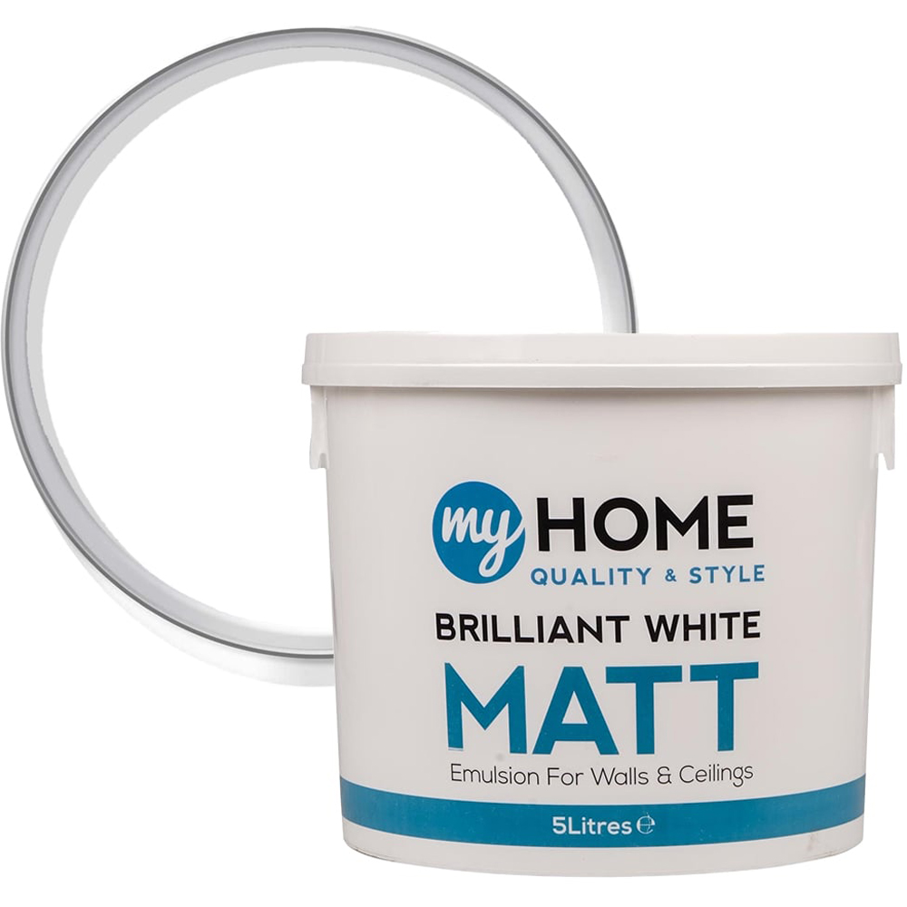 My Home Walls & Ceilings Brilliant White Matt Emulsion Paint 5L Image 1
