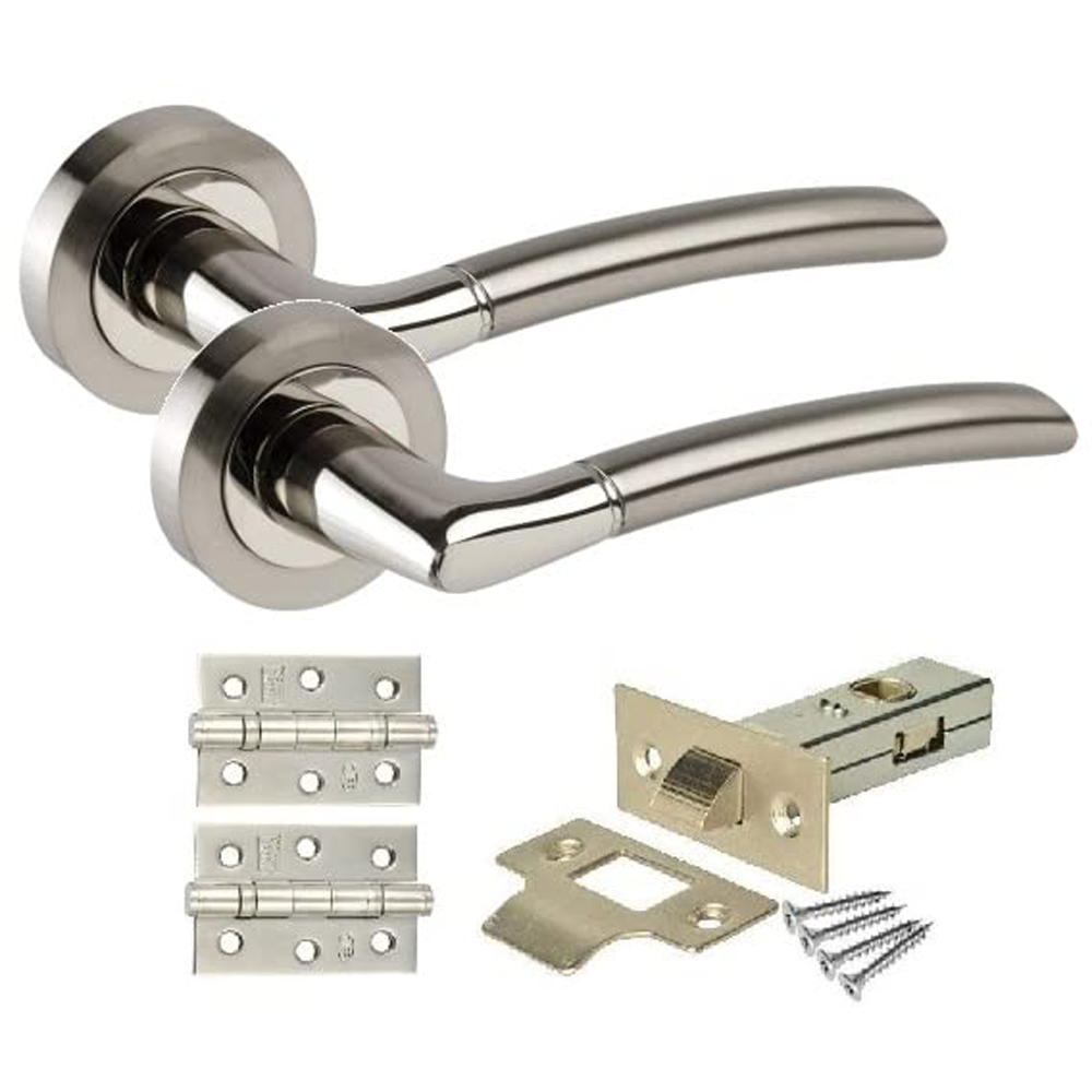 Golden Grace Duo Chrome Indiana Modern Door Handle Set 6 Pack Image 2