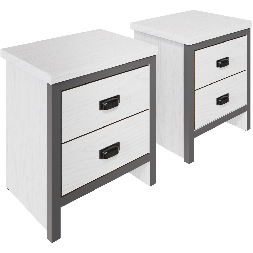 GFW Boston 2 Drawer White Oak Bedside Table Set of 2 Image 4