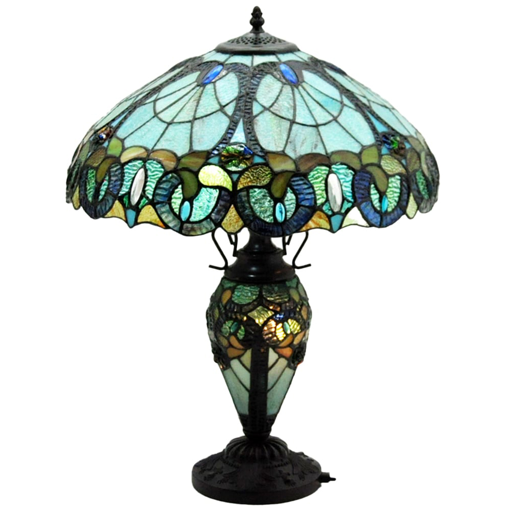 Acacia Home Tiffany Shade Double Table Lamp 45.7cm Image 1