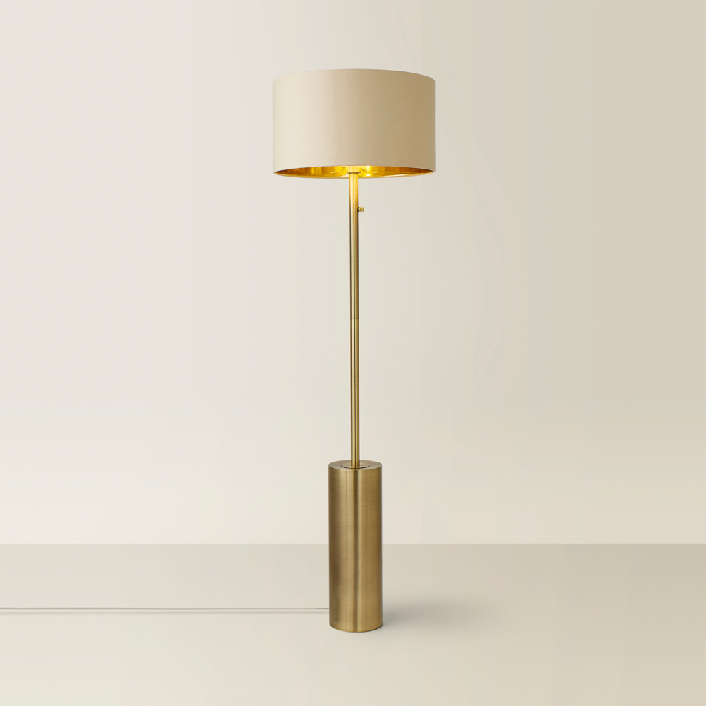 ValueLights Lexy Reni Beige Shade Antique Brass LED Floor Lamp Image 5