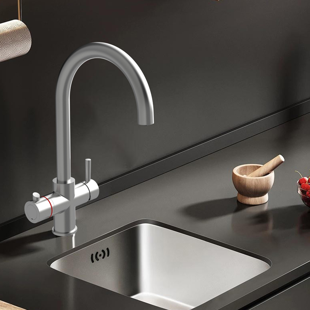 Reginox Attenzi BN Brushed Nickel 3 in 1 Hot Water Tap Image 2