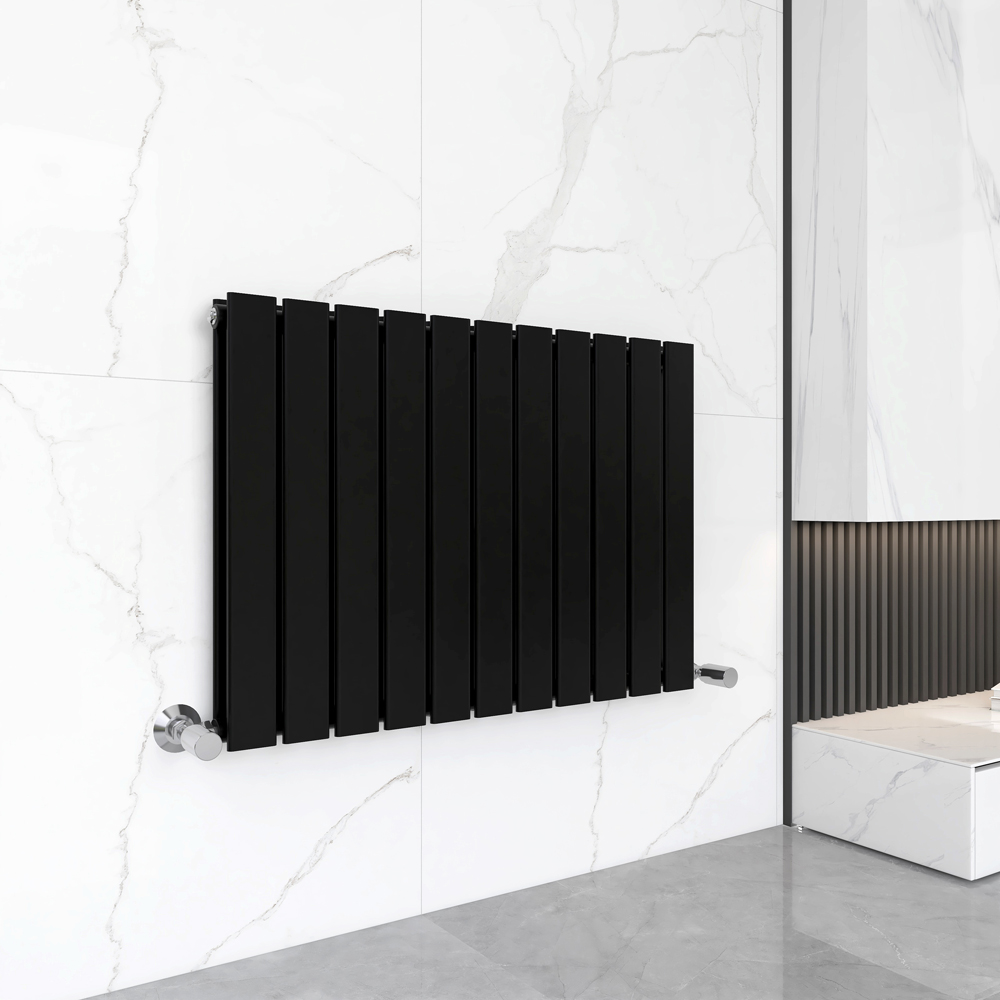 Black 5074 BTU Double Flat Panel Vertical Column Radiator 600 x 748mm Image 2