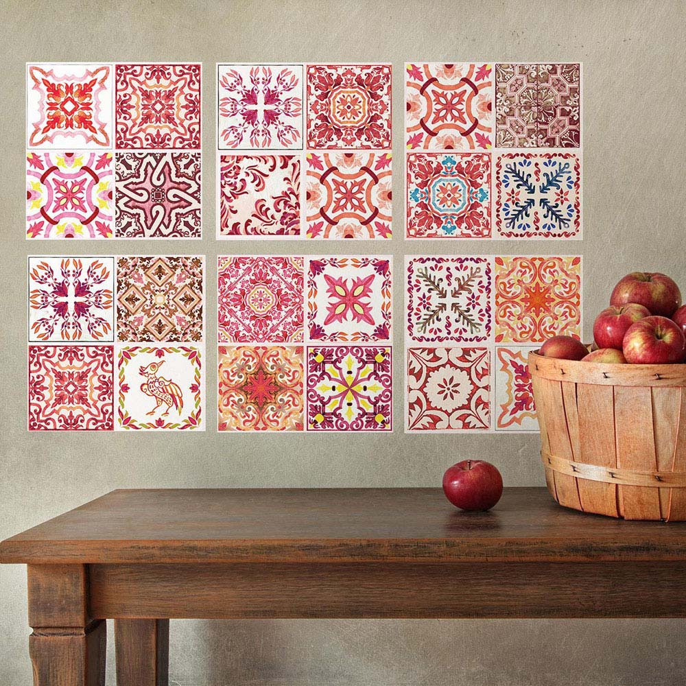 Walplus Moroccan Mosaic Rose Red Tile Sticker 12 Pack Image 3