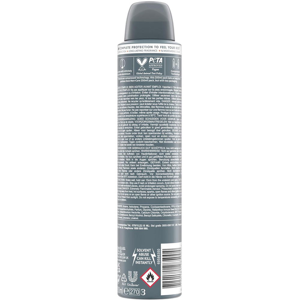 Dove Men+Care Advanced Odour Defence Antibacterial Anti-Perspirant Aerosol 200ml 12 Pack Image 3