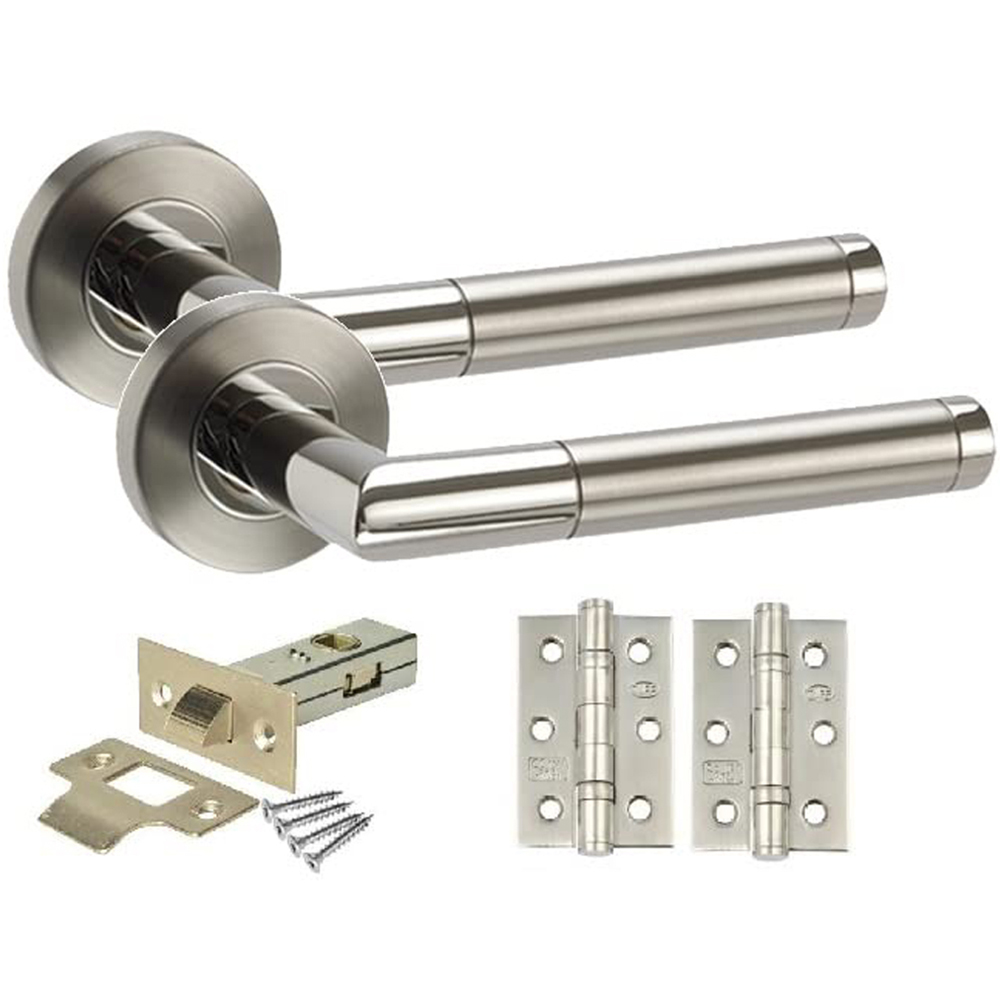 Golden Grace Duo Chrome Mitred Modern Latch Door Handle Set Image 1