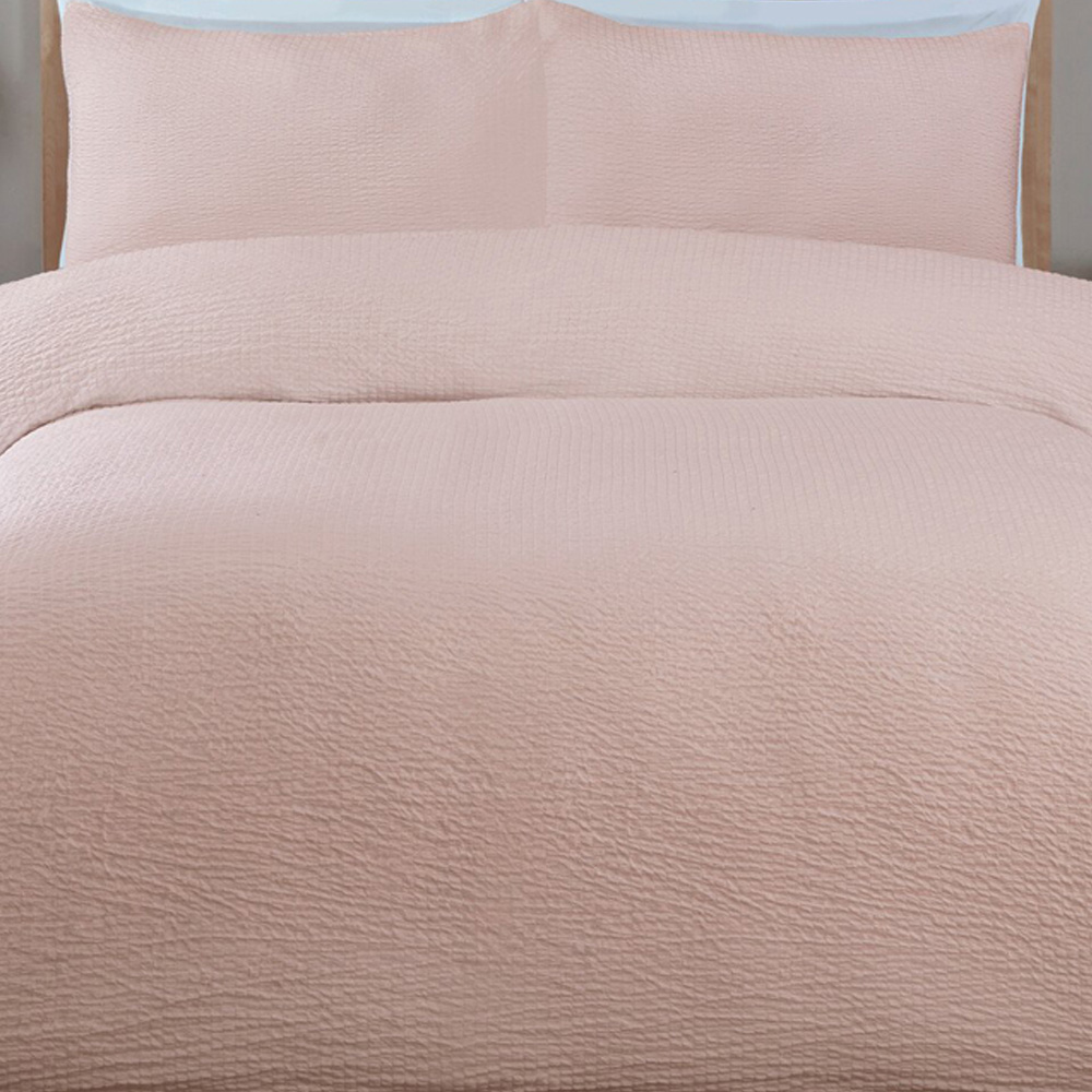 Seersucker Washable Duvet Set Blush Superking Image 6