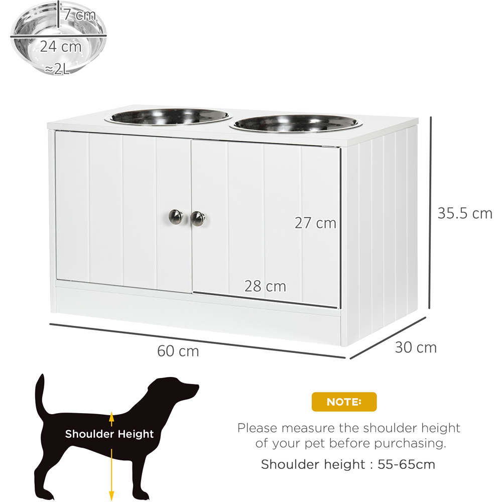 PawHut White Large Dog Raised Dog Bowls with Stand Image 7