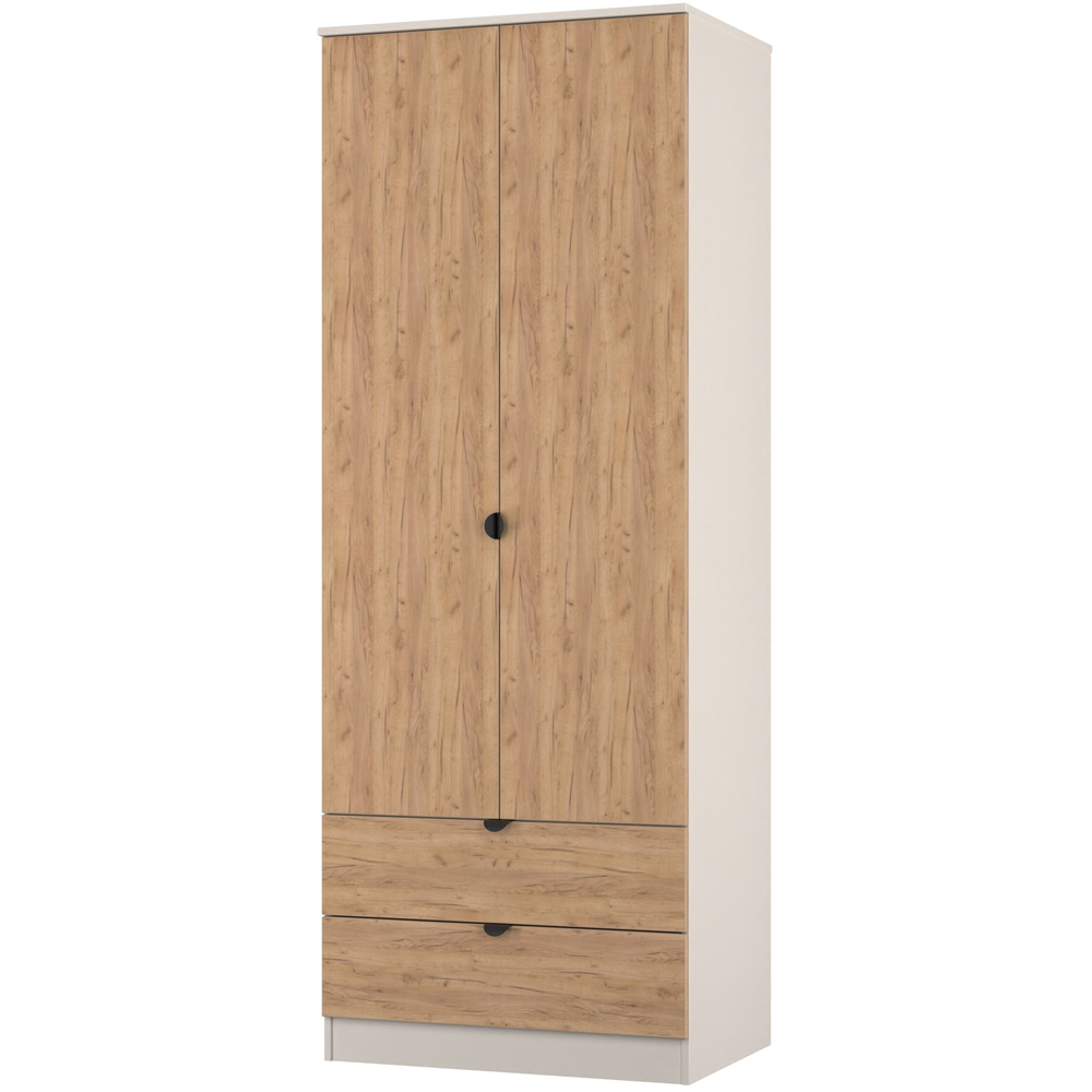 Crowndale Bora 2 Door 2 Drawer Gold Oak and Kashmir Tall Double Wardrobe Image 4