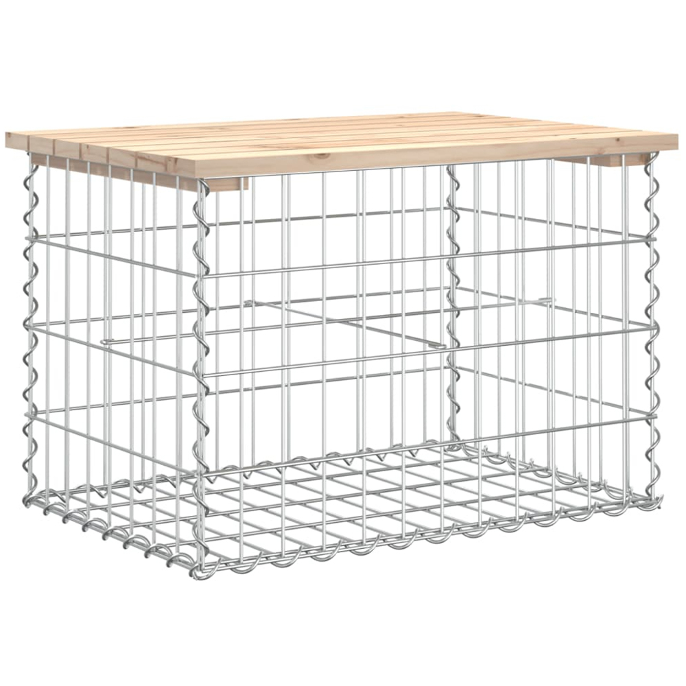 vidaXL Natural Solid Pine Wood Gabion Design Garden Bench 63 x 44 x 42cm Image 4