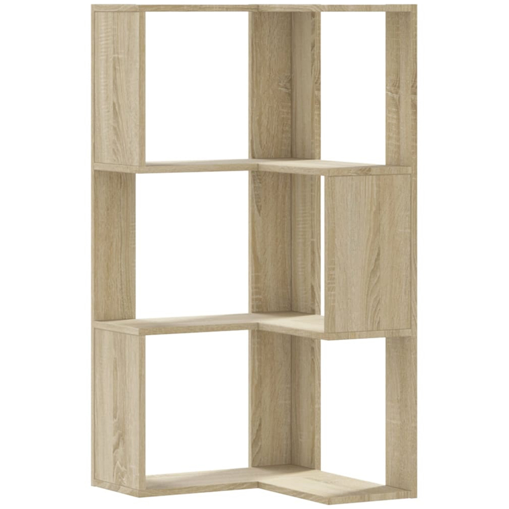 vidaXL 3 Shelf Sonoma Oak Corner Bookcase Image 2