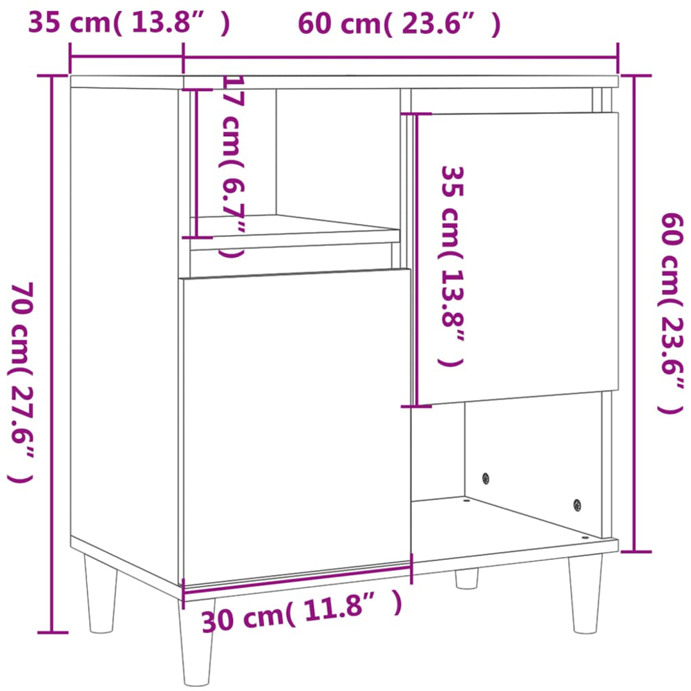 vidaXL 2 Door 2 Shelf Grey Sonoma Wooden Sideboard Image 9