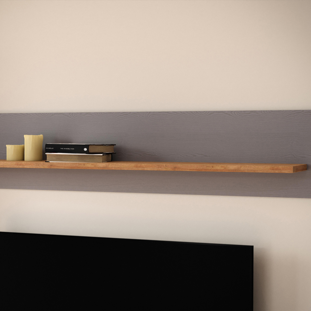 Florence Bohol 160cm Grey Riviera Oak Wall Shelf Image 4