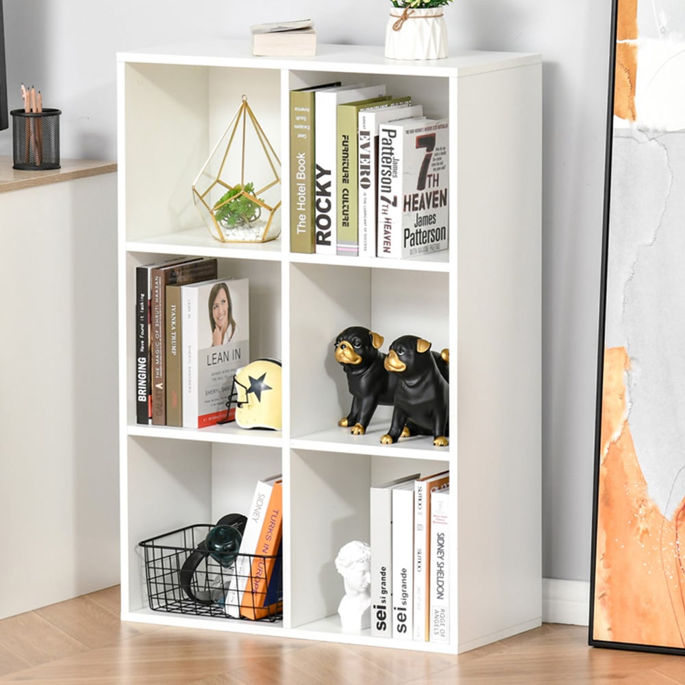 Portland 6 Storage Shelf White Bookcase Image 1