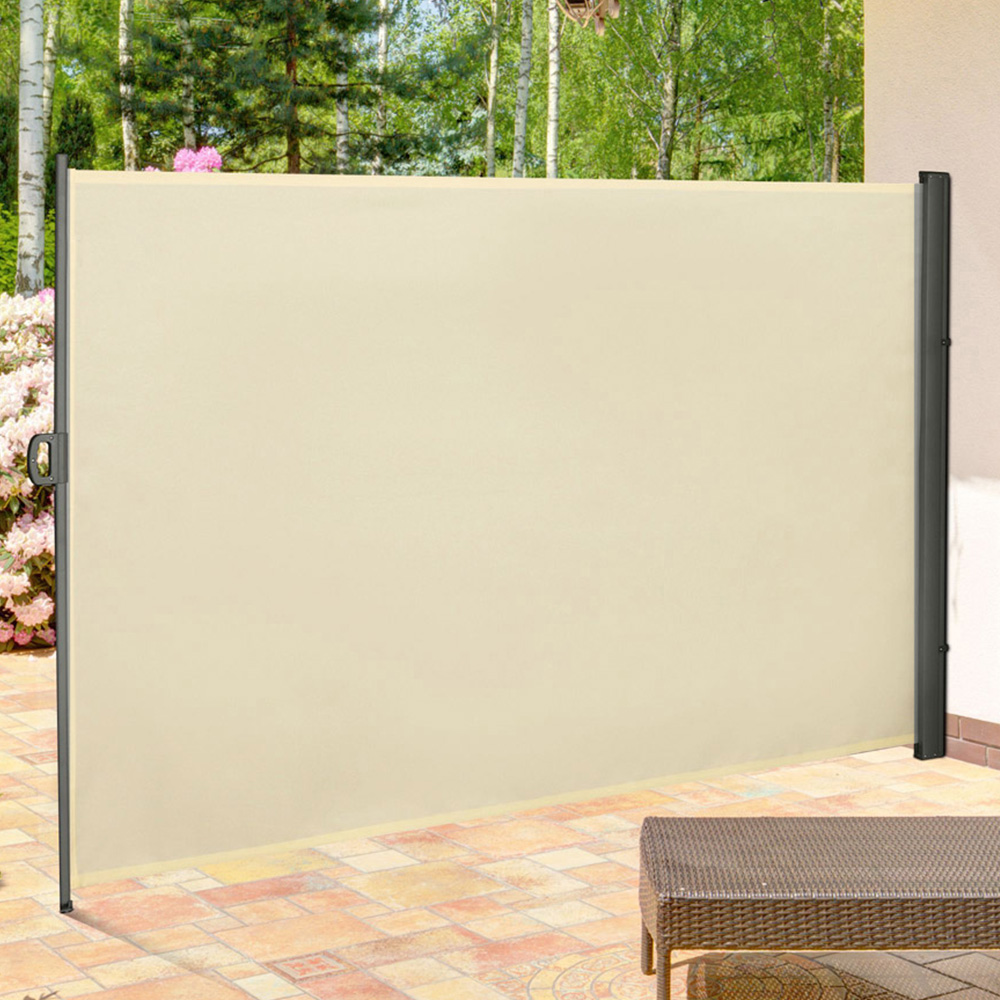 Outsunny Cream Retractable Side Awning Screen 3 x 2m Image 1