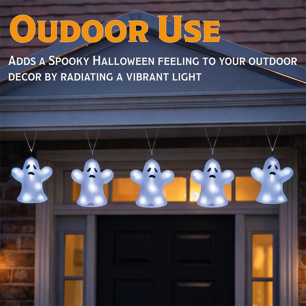 FXLab 8 White LED Acrylic Ghost Outdoor Halloween Decoration Set of 5 Image 4