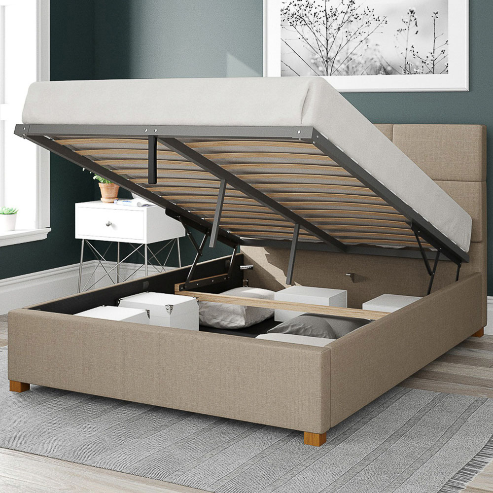 Aspire Caine Double Natural Eire Linen Ottoman Bed Image 2