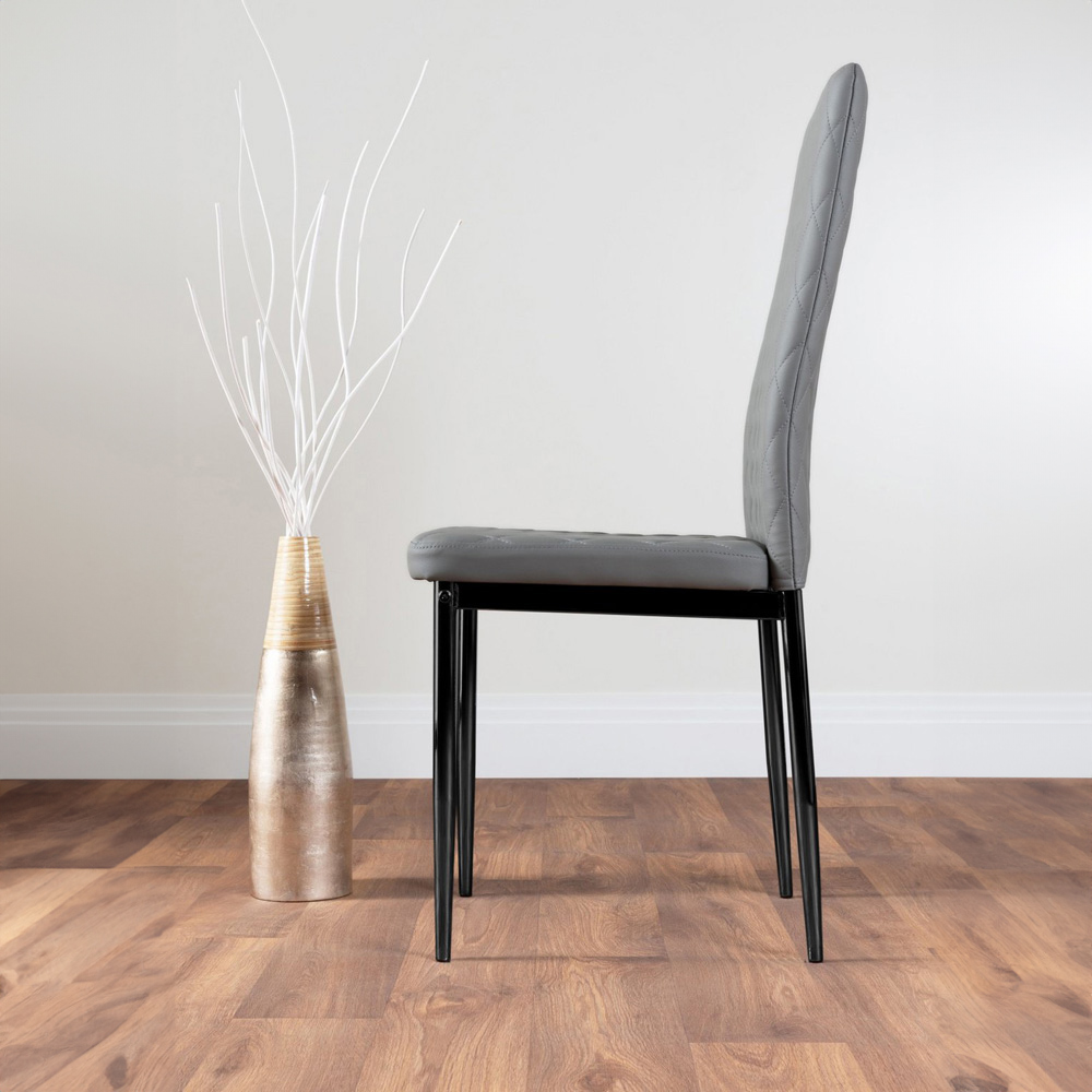 Furniturebox Lucia Valera 6 Seater Square Dining Set Black Gloss and Grey Image 4