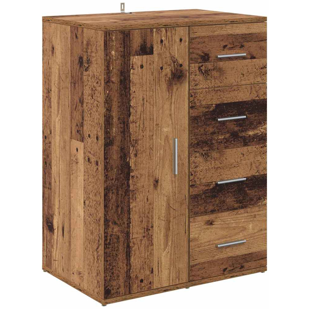 vidaXL Single Door 4 Drawer Dark Brown Sideboard Image 2
