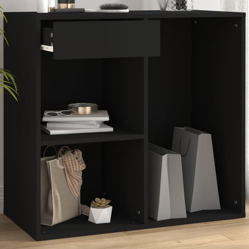vidaXL Black Single Drawer 3 Open Shelf Cosmetic Storage Cabinet Image 1