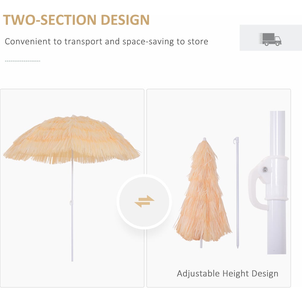 Outsunny Outdoor Sun Umbrella Sunshade Hawaiian Folding Tilting Crank Parasol Wheat Image 6