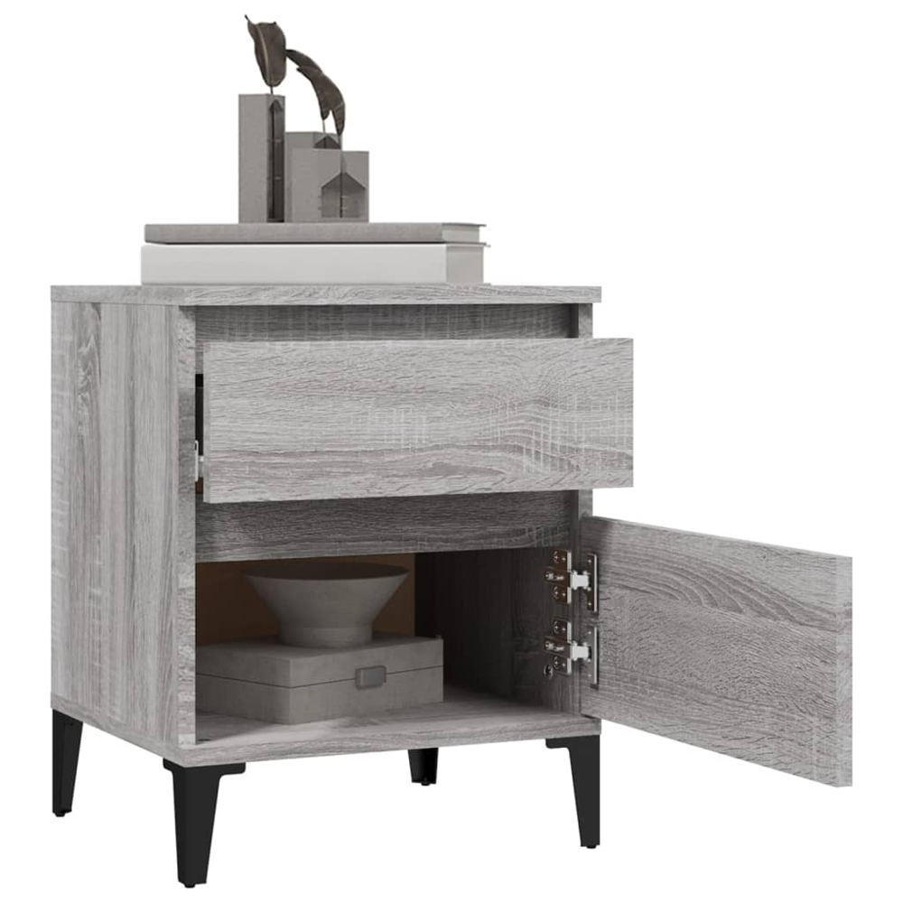 vidaXL 2 Drawer Grey Sonoma Bedside Table Set of 2 Image 4