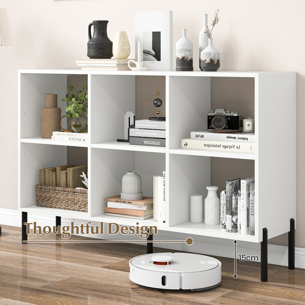 Costway 6 Cube White Metal Leg Bookshelf Image 3