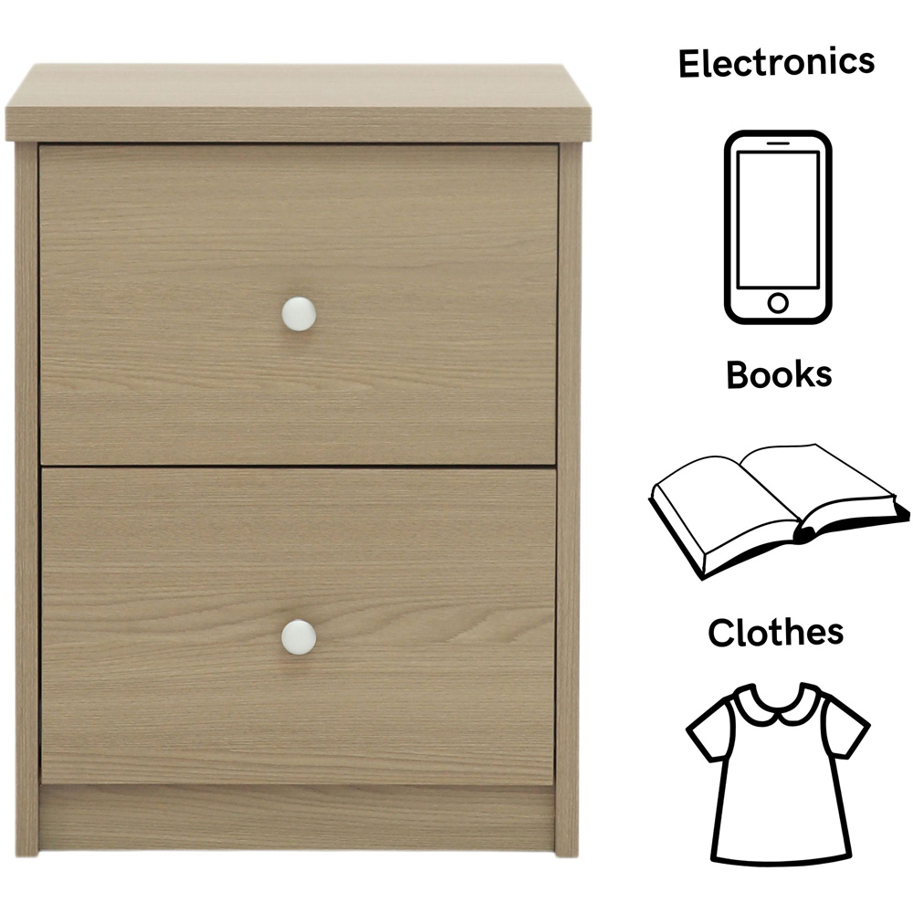 Core Products Freya 2 Drawer Smoked Oak Foil Finish Bedside Cabinet Image 8