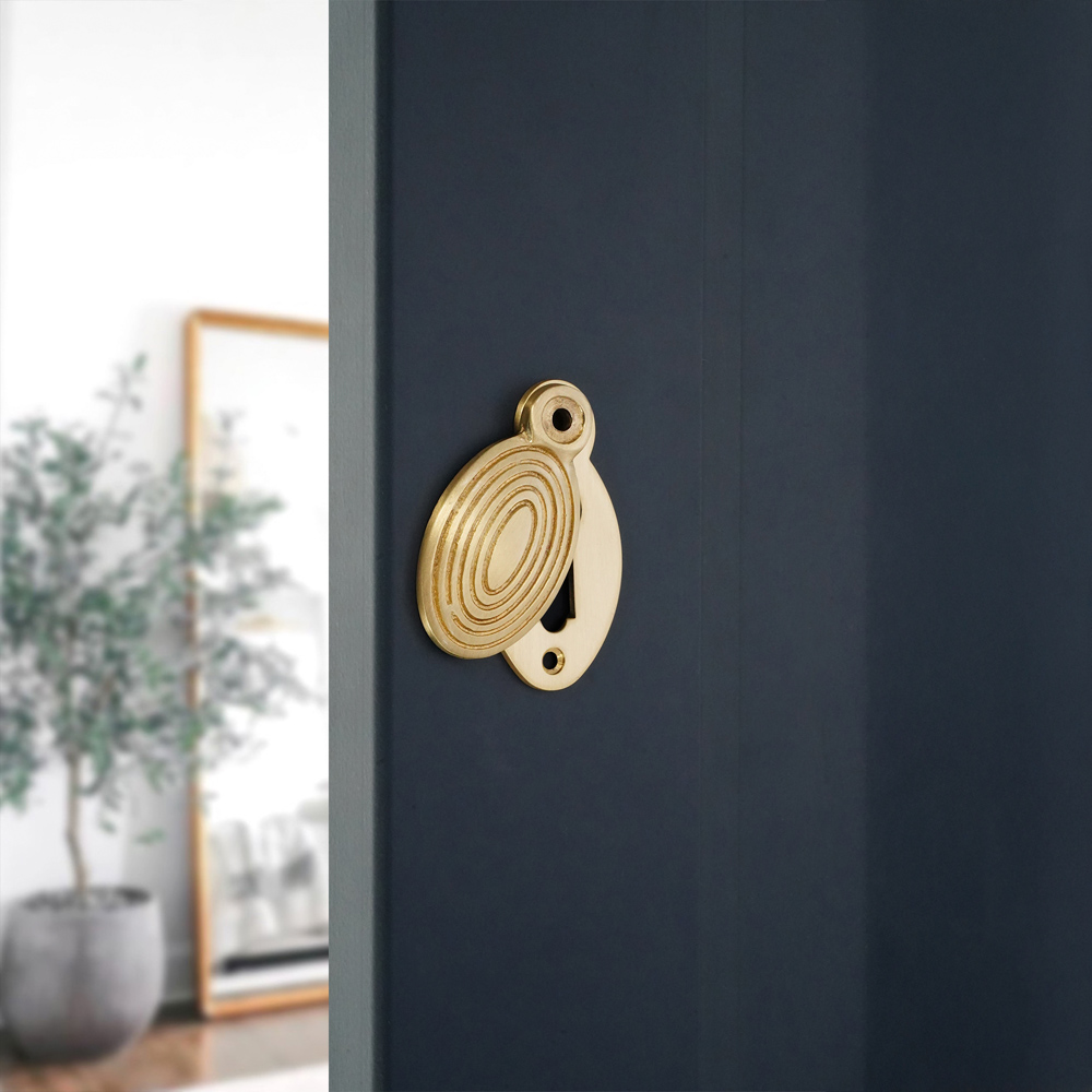 Spira Brass Oval Beehive Satin Brass Escutcheon Image 2