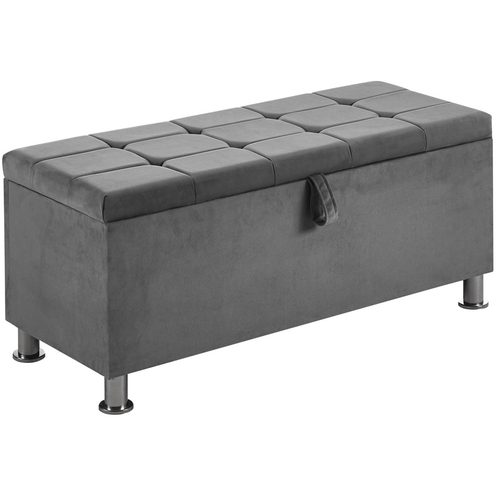 Vida Designs Valencia Light Grey Velvet Storage Ottoman Image 2