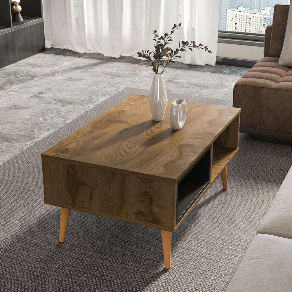 Decorotika Oberon 2 Shelf Oud and Black Coffee Table Image 6