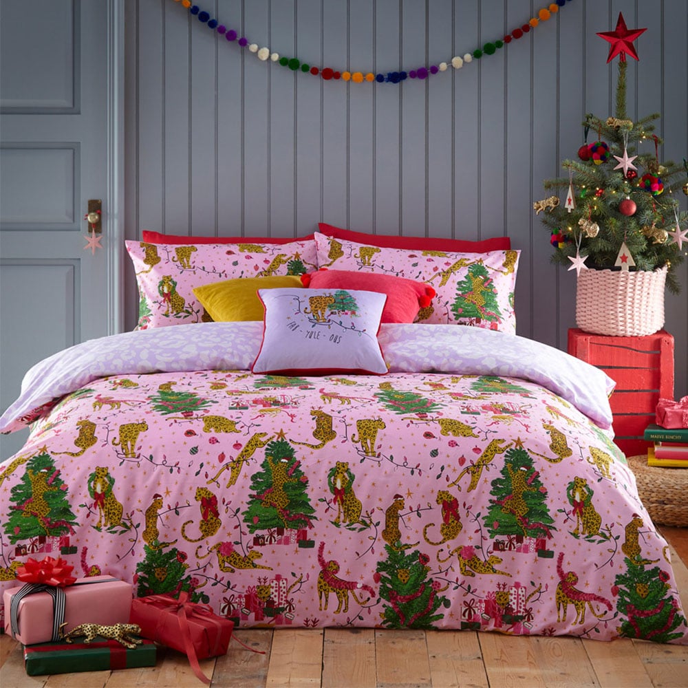 furn. Purrfect Toddler Pink and Lilac Abstract Leopard Duvet Cover Set Image 1