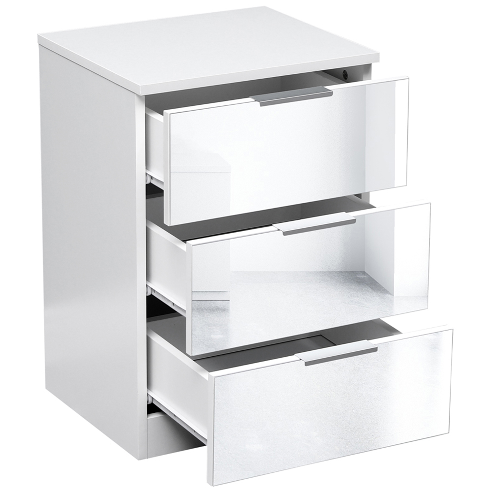 Portland 3 Drawer Mirror Wooden Bedside Table Image 3