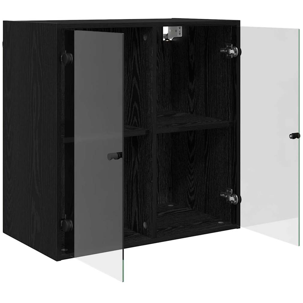 vidaXL 2 Glass Door Black Oak Wall Cabinet Image 5