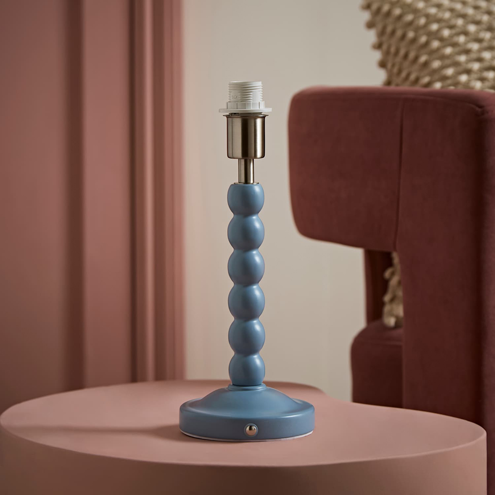 ValueLights Bobble Powder Blue Rechargeable Wooden Table Lamp Base Image 2
