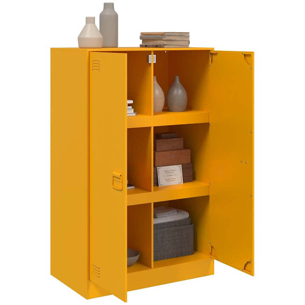 vidaXL 2 Door Mustard Yellow Steel Sideboard Image 4