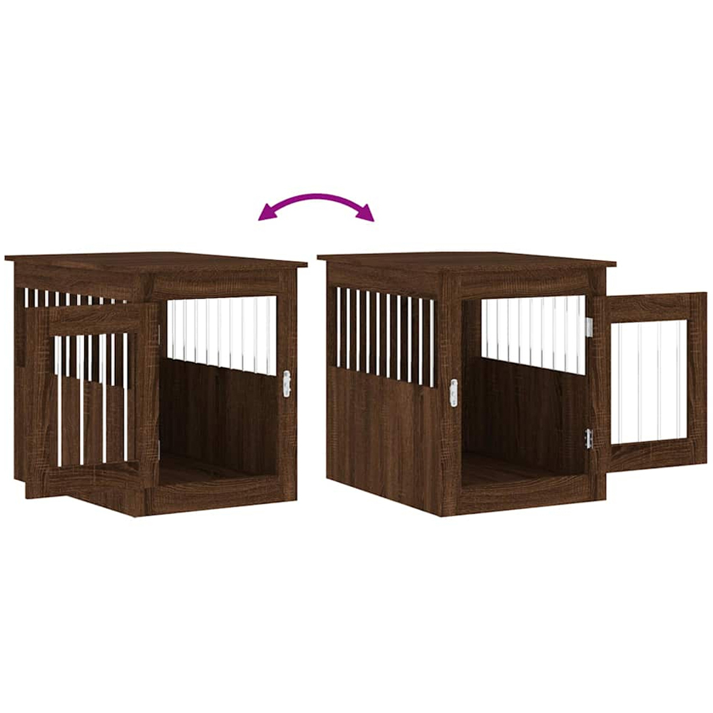 vidaXL Brown Oak Processed Wood Dog Crate Furniture 55 x 75 x 65cm Image 9