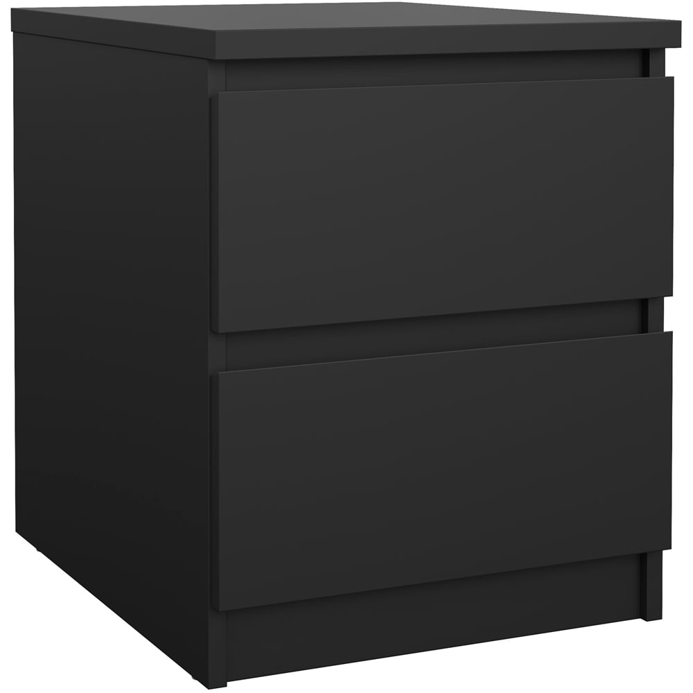 Florence Naia 2 Drawer Matt Black Bedside Table Image 2