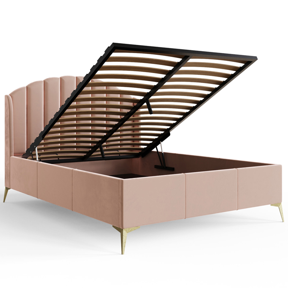 GFW Pettine King Size Blush Pink End Lift Ottoman Storage Bed Image 6