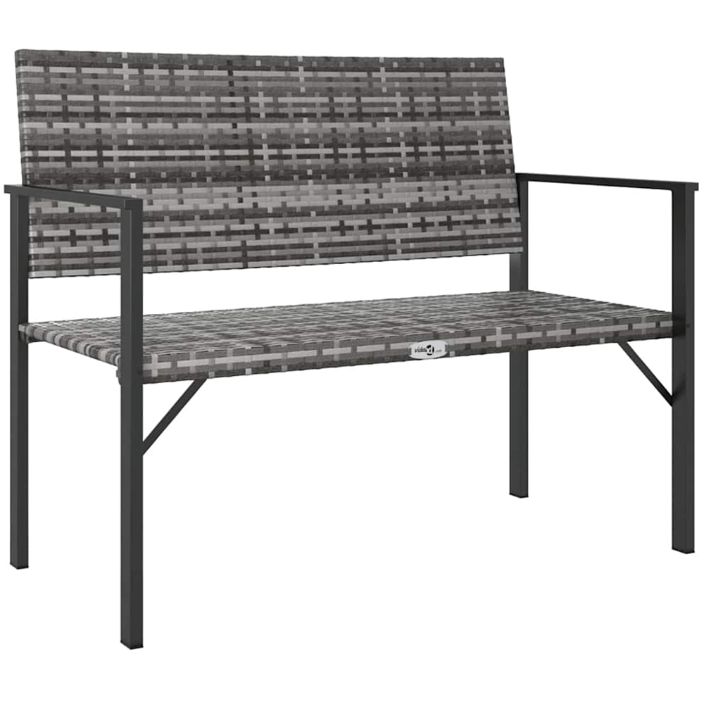 vidaXL 2 Seater Grey Rattan Garden Bench Image 2