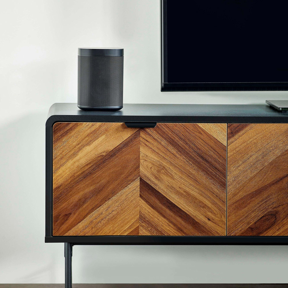 Julian Bowen Alvin 2 Door 2 Shelf Black and Chevron Natural Wood Effect TV Unit Image 7