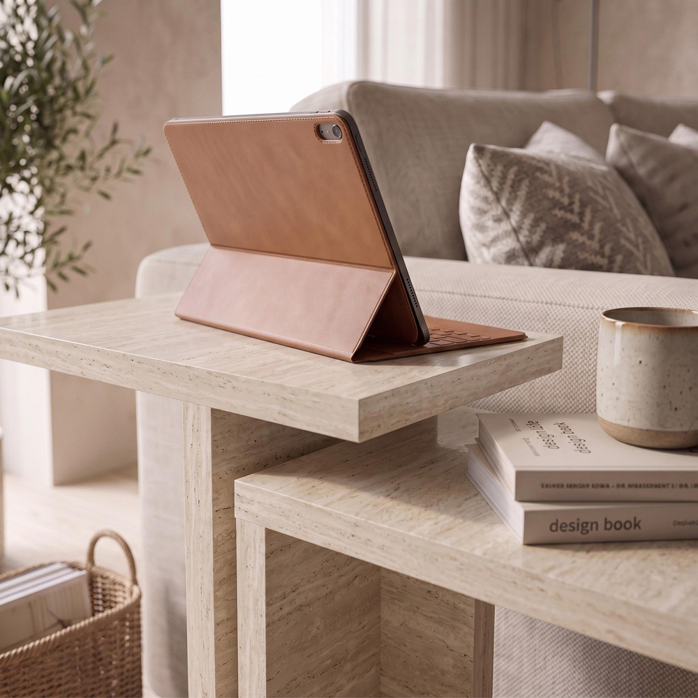 Decortie Nero Travertine Side Table Set of 2 Image 3