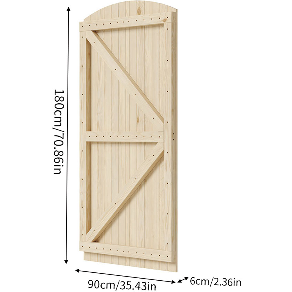 Living and Home Wooden Arch Top Garden Gate with Latch 2.9 x 5.9ft Image 8