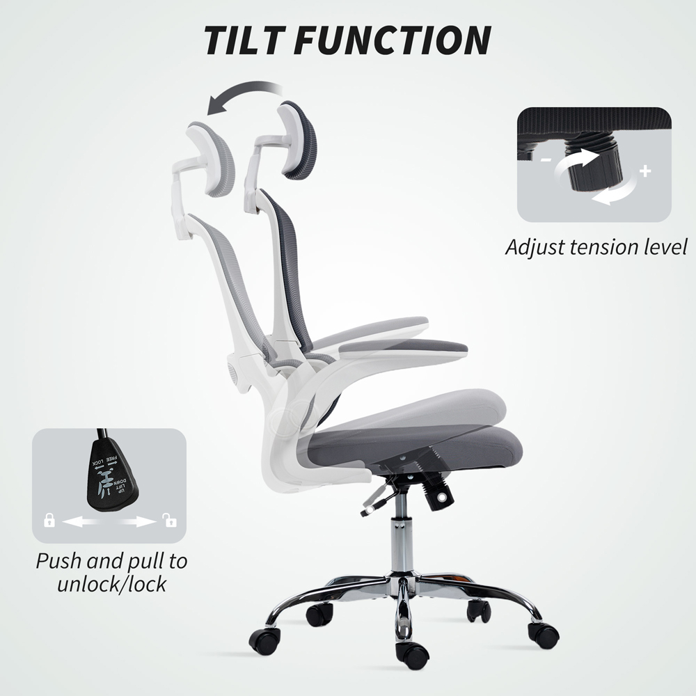 Portland Charcoal Grey Mesh High Back Swivel Office Desk Chair with Lumbar Support Image 3